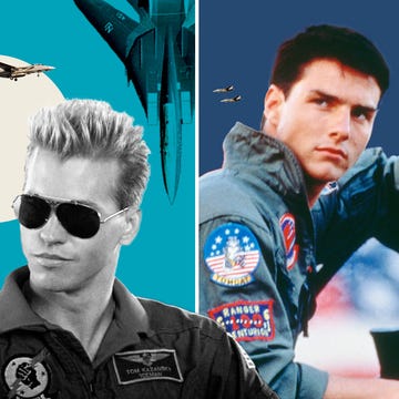 Collage featuring military pilots and fighter jets against colorful backgrounds.