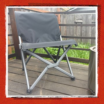 Portable camping chair displayed in various outdoor settings.