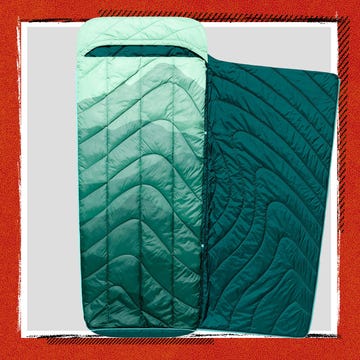 Compact, colorful sleeping bag with a zippered feature.