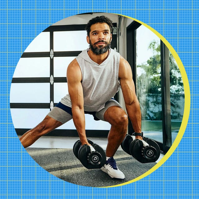 Sale advertisement featuring a gray athletic shoe and a person exercising with dumbbells. Sale advertisement featuring a gray athletic shoe and a person exercising with dumbbells.