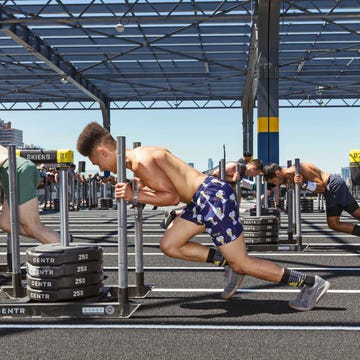 athlete competing in a Hyrox fitness event