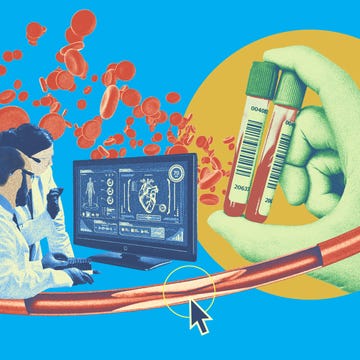 health professionals analyzing data related to blood and medical tests