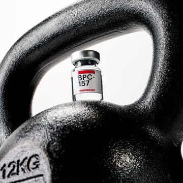 kettlebell with a bpc 157 vial on top kettlebell with a bpc 157 vial on top