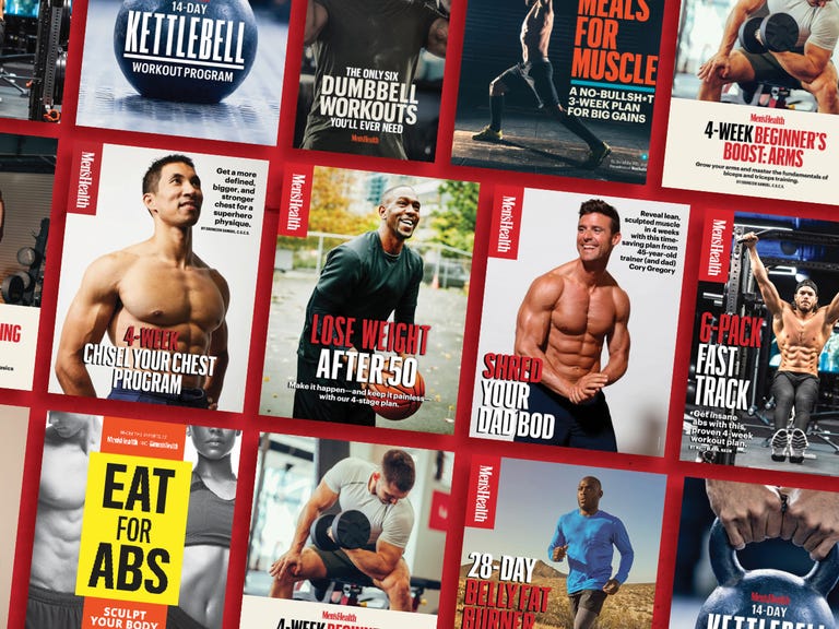 collection of fitness program covers focused on muscle building and weight loss